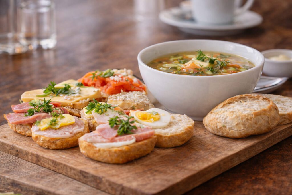 tröster kaffee mit brötchen und suppe im Taunus